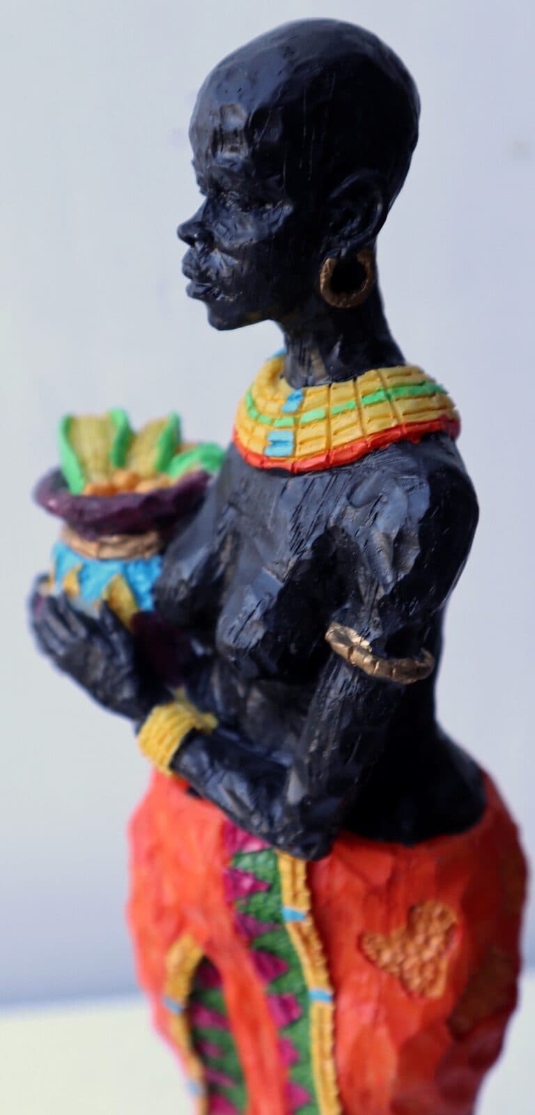 Statua decorativa in resina personaggio africano dipinta a mano cm 9x8x30h donna uomo Africa etnico arredo - 5