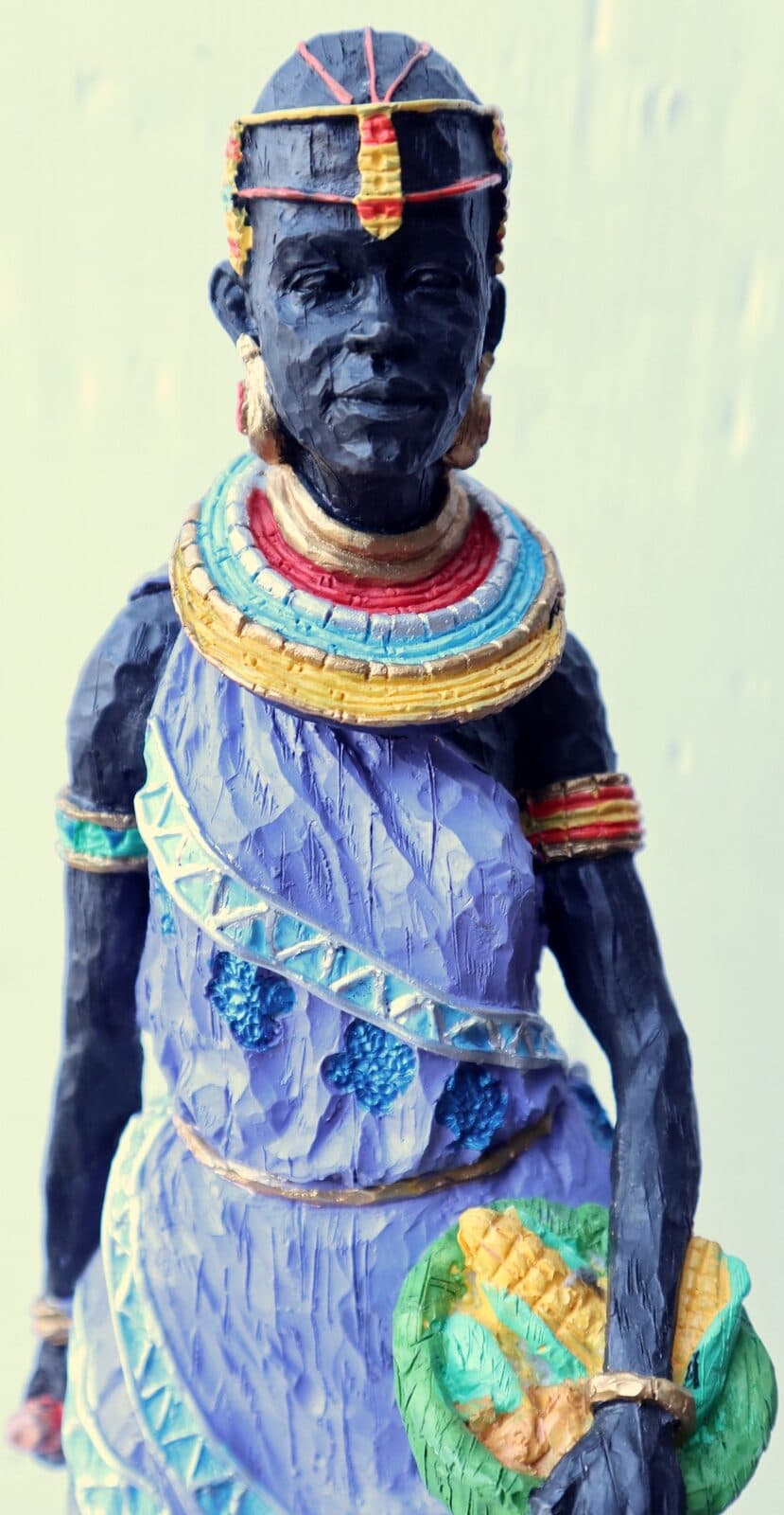 Statua decorativa in resina personaggio africano dipinta a mano cm10x11x40h donna uomo Africa etnico arredo - 2