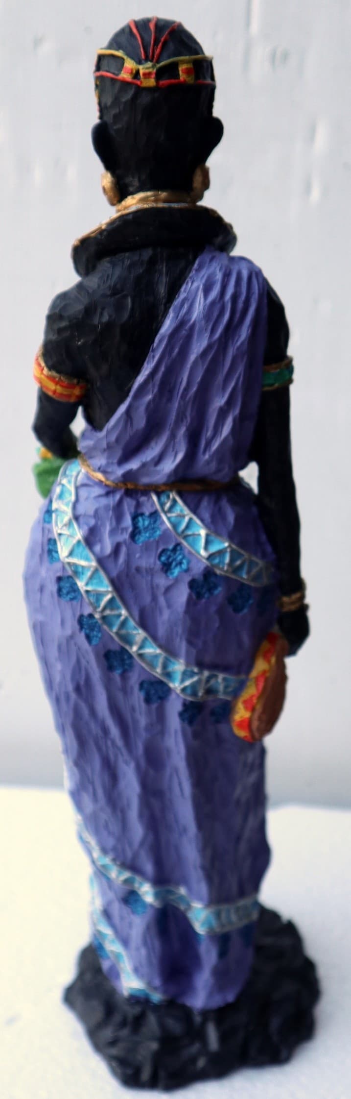 Statua decorativa in resina personaggio africano dipinta a mano cm10x11x40h donna uomo Africa etnico arredo - 5