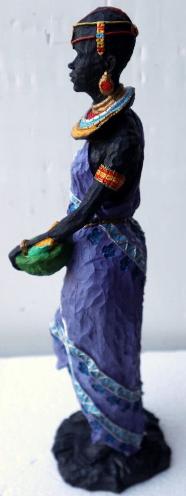 Statua decorativa in resina personaggio africano dipinta a mano cm10x11x40h donna uomo Africa etnico arredo - 6