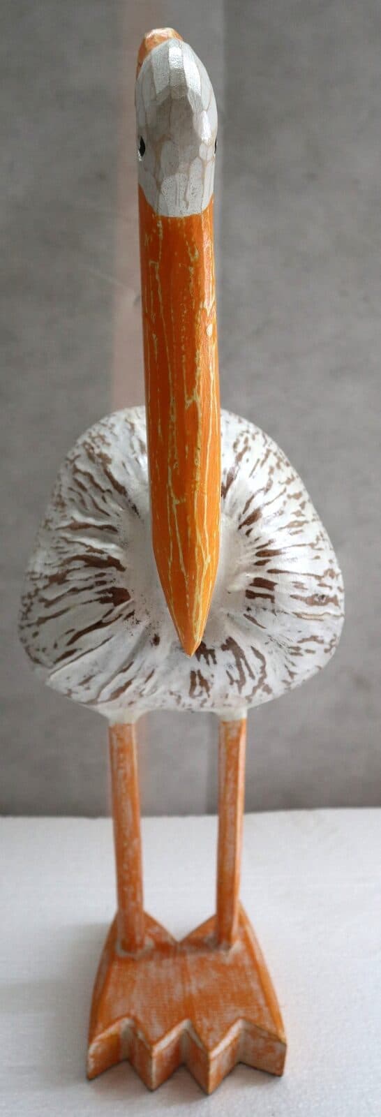 Scultura di un Pellicano in legno e noce di cocco da cm 33x12x62h mare dipinto - 2