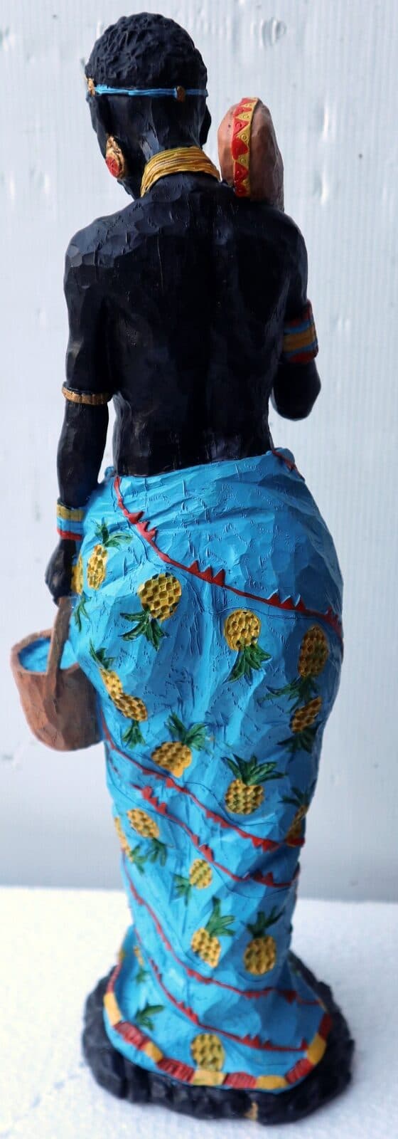 Statua decorativa in resina personaggio africano dipinta a mano cm 11x10x39h donna uomo Africa etnico arredo - 5