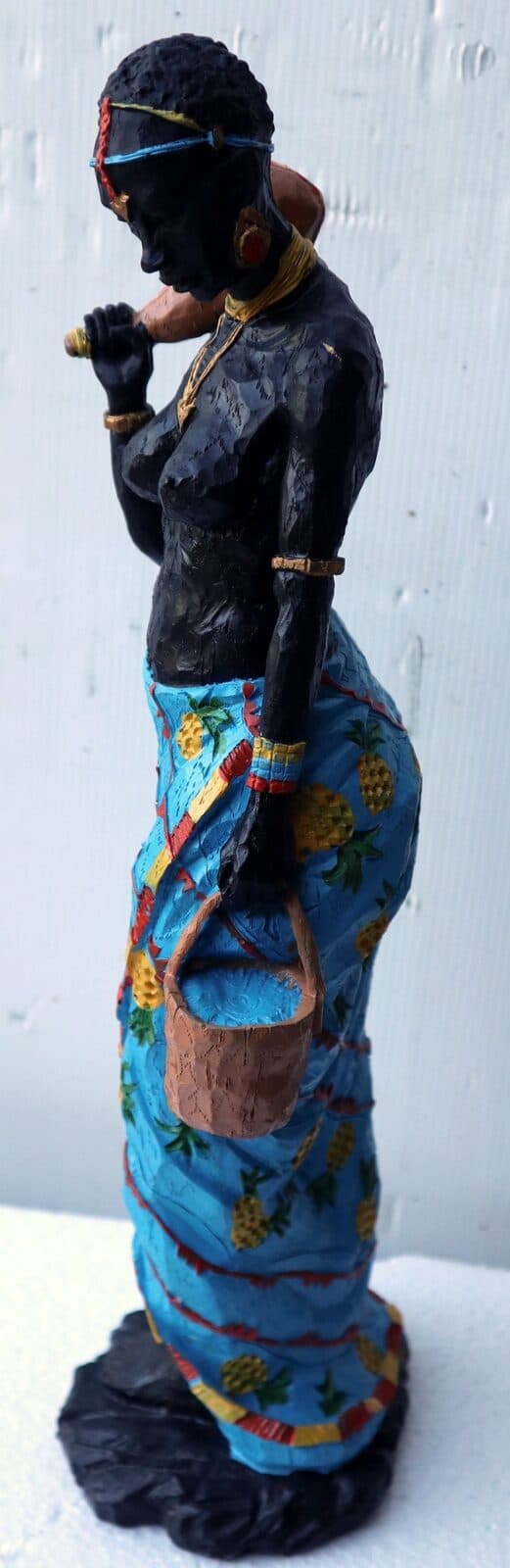 Statua decorativa in resina personaggio africano dipinta a mano cm 11x10x39h donna uomo Africa etnico arredo - 6