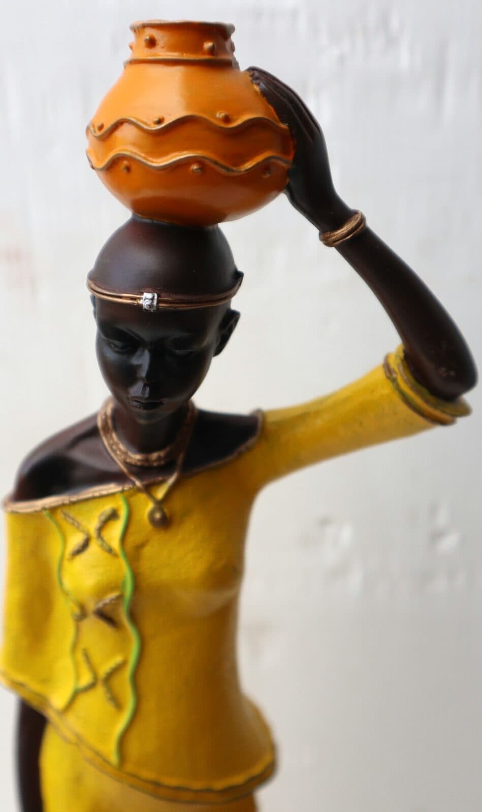 Statua decorativa in resina personaggio africano dipinta a mano cm 40x9x7 blu verde giallo arancio9h donna Africa etnico arredo - 2