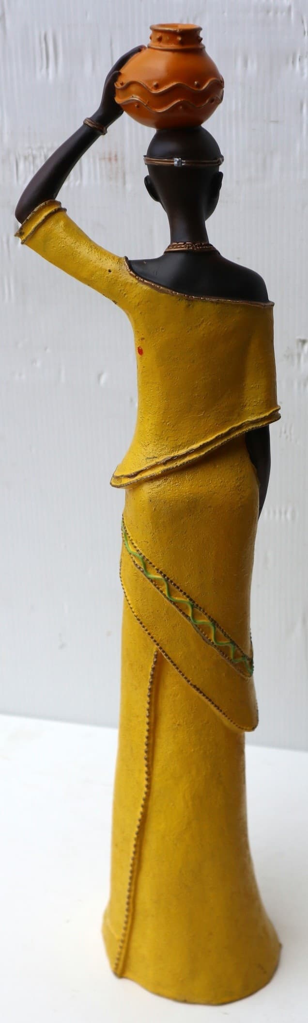 Statua decorativa in resina personaggio africano dipinta a mano cm 40x9x7 blu verde giallo arancio9h donna Africa etnico arredo - 3