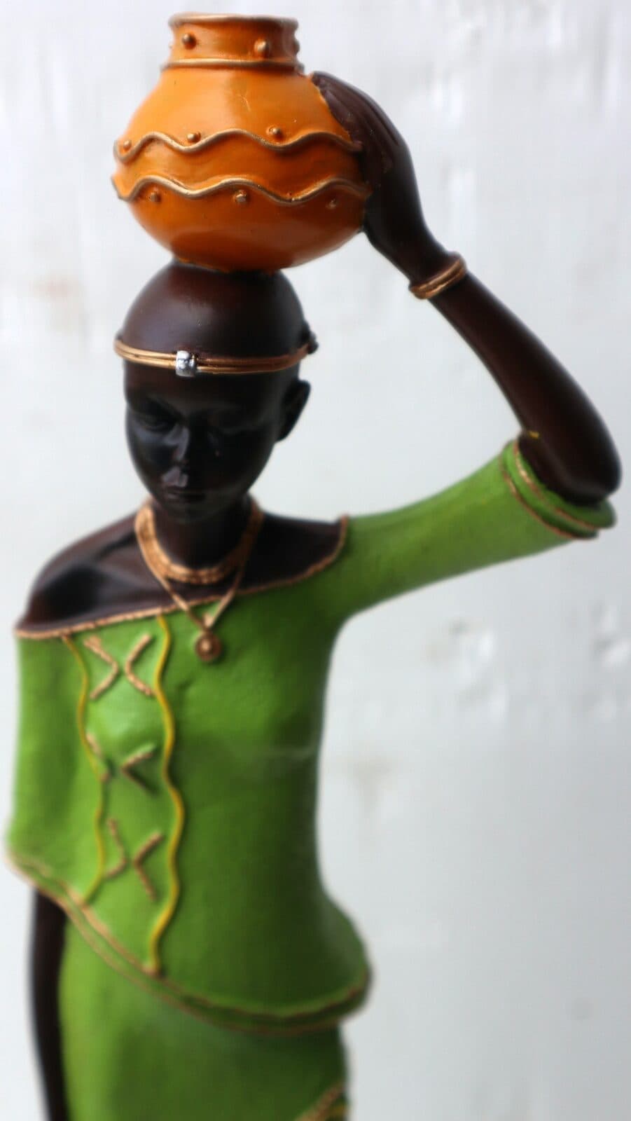 Statua decorativa in resina personaggio africano dipinta a mano cm 40x9x7 blu verde giallo arancio9h donna Africa etnico arredo - 5