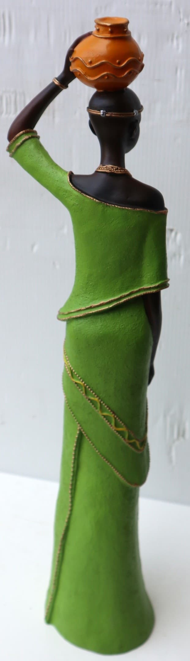Statua decorativa in resina personaggio africano dipinta a mano cm 40x9x7 blu verde giallo arancio9h donna Africa etnico arredo - 6