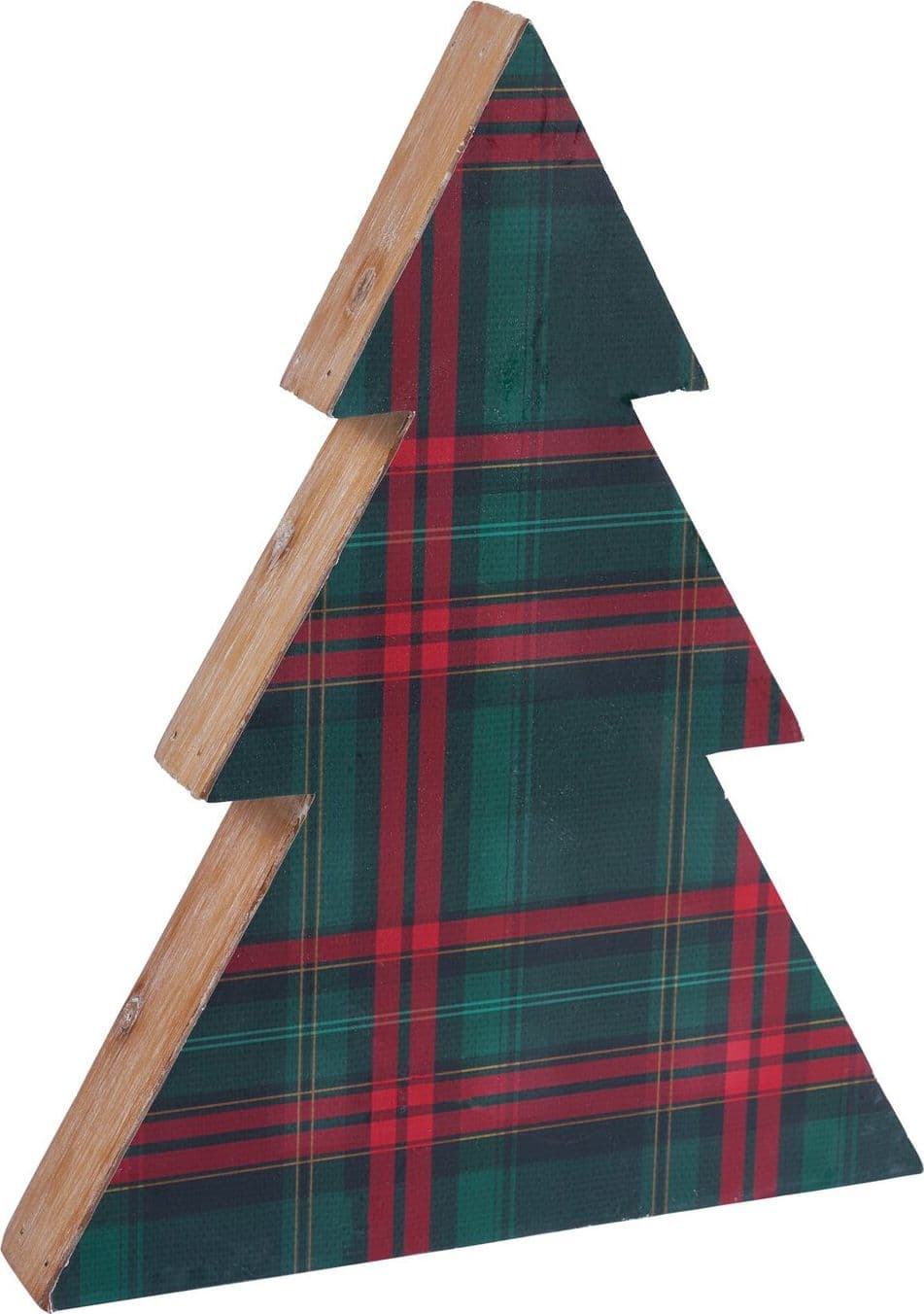MERRY - ALBERELLO SAGOMA TARTAN VERDE ROSSO  merry christmas idea regalo - 3