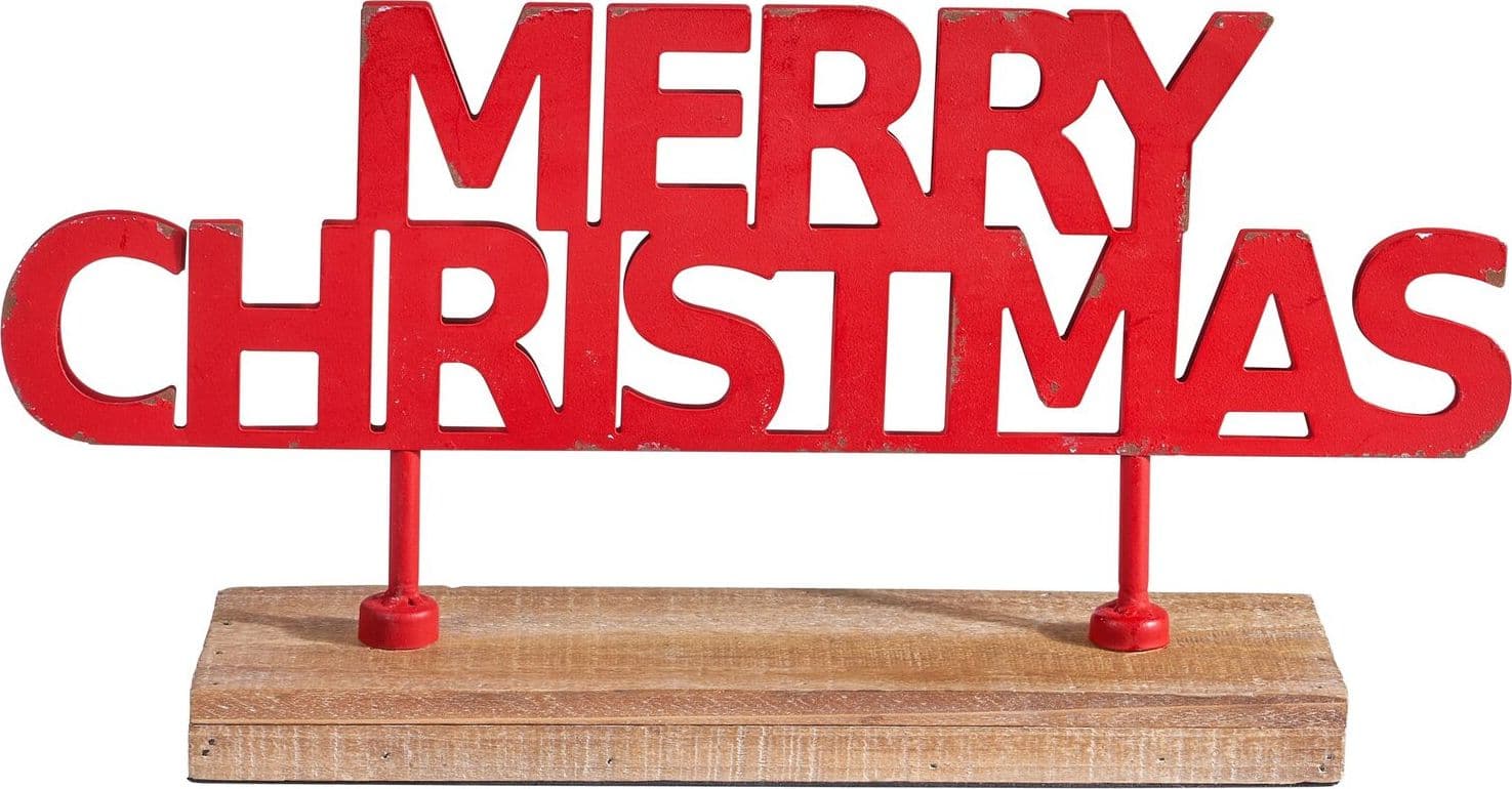MERRY - MERRY CHRISTMAS SCRITTA DA APPOGGIO  in metallo e legno dea regalo - 2