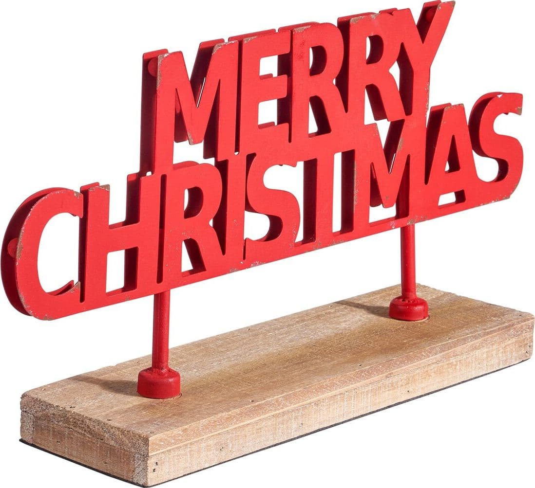 MERRY - MERRY CHRISTMAS SCRITTA DA APPOGGIO  in metallo e legno dea regalo - 3