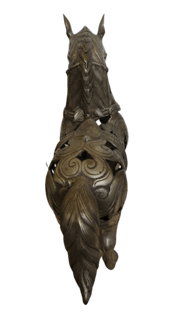 Scultura Cavallo in Metallo Intarsiato – Artigianato Indonesiano – 40x14x39 cm - 5