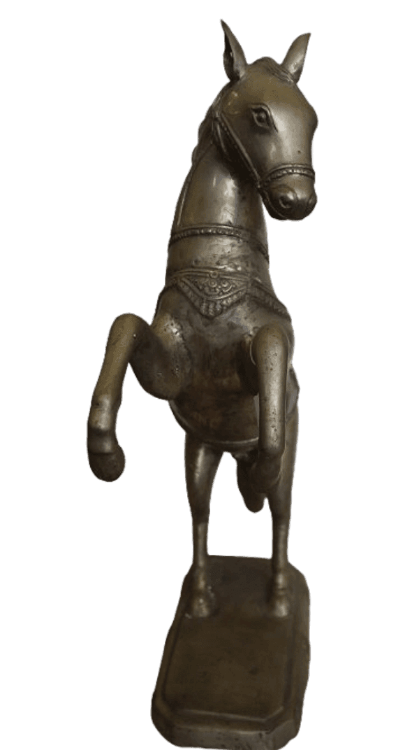 Scultura Cavallo Impennato in Metallo Intarsiato – 55 cm – Artigianato Indonesiano - 3