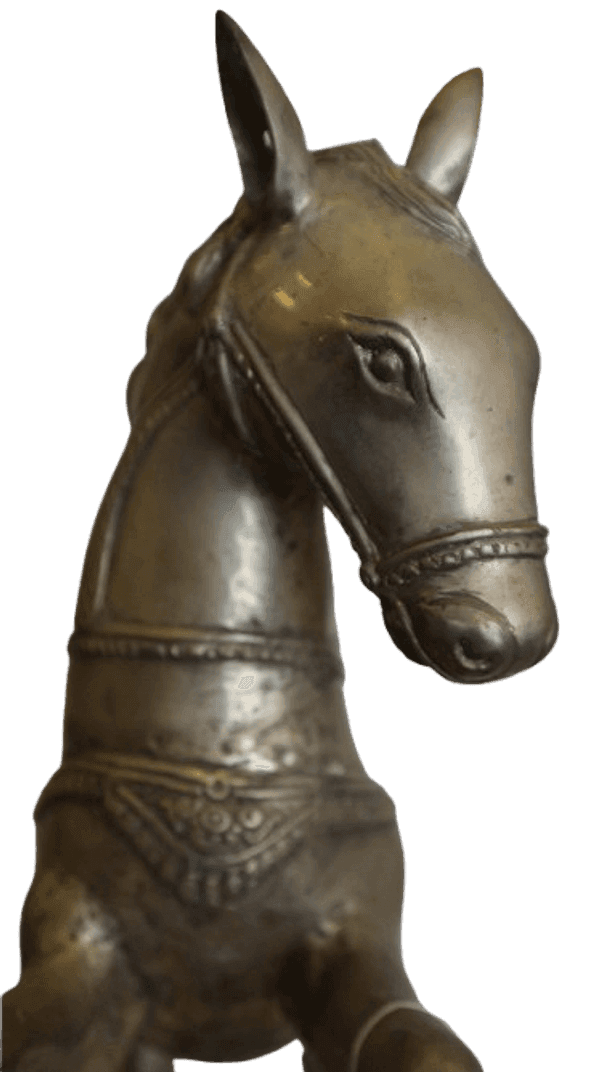 Scultura Cavallo Impennato in Metallo Intarsiato – 55 cm – Artigianato Indonesiano - 4