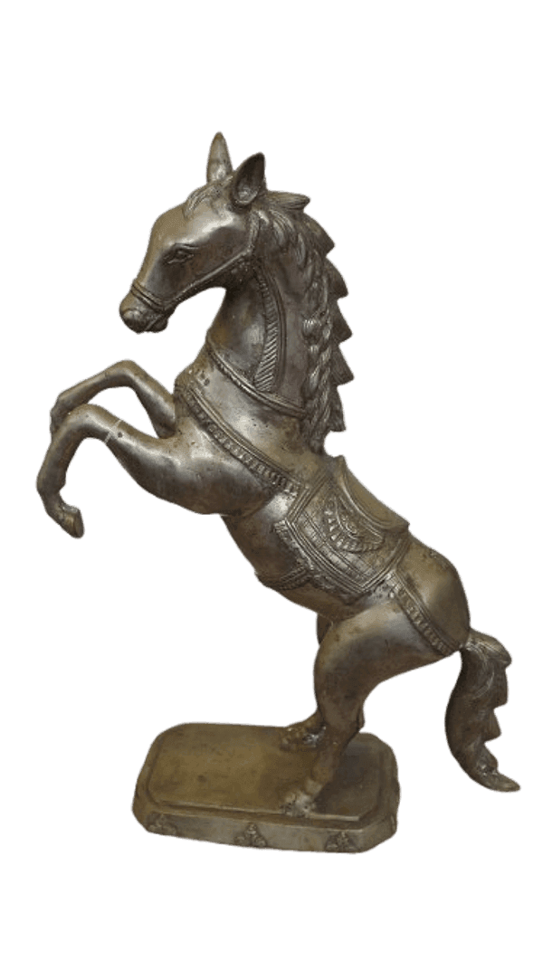Scultura Cavallo Impennato in Metallo Intarsiato – 55 cm – Artigianato Indonesiano - 5