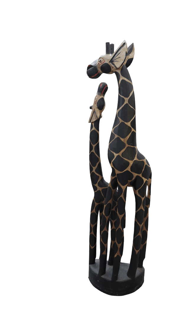 Statua in Legno Giraffa Mamma e Cucciolo 100 cm – Artigianato Etico Indonesiano - 2