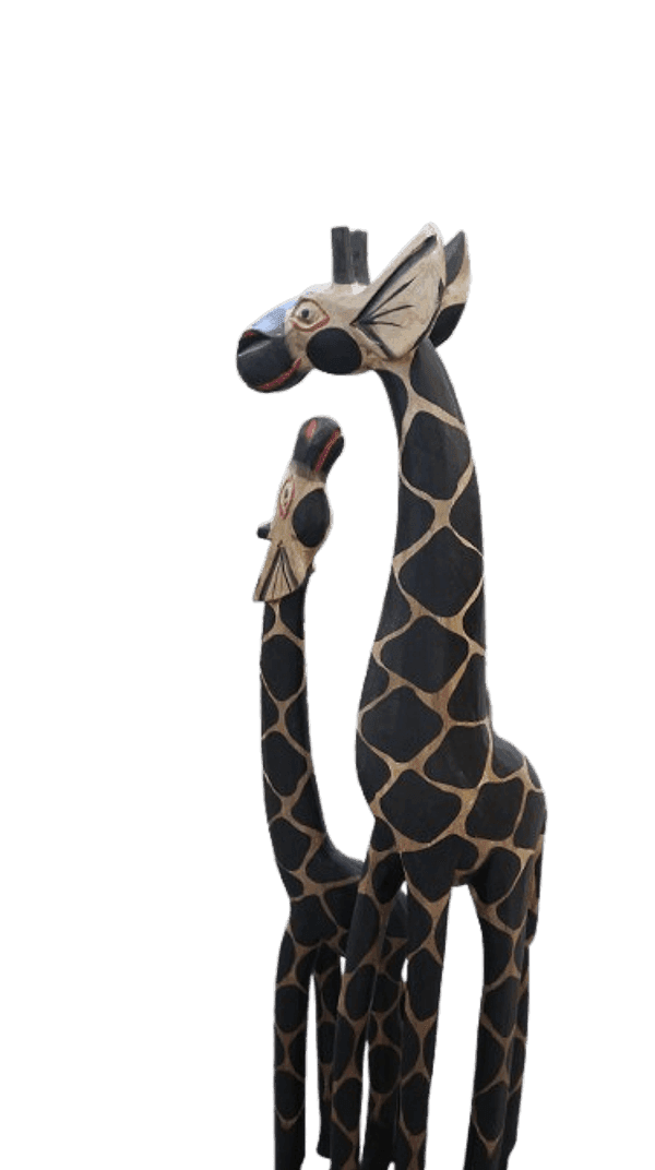 Statua in Legno Giraffa Mamma e Cucciolo 100 cm – Artigianato Etico Indonesiano - 3