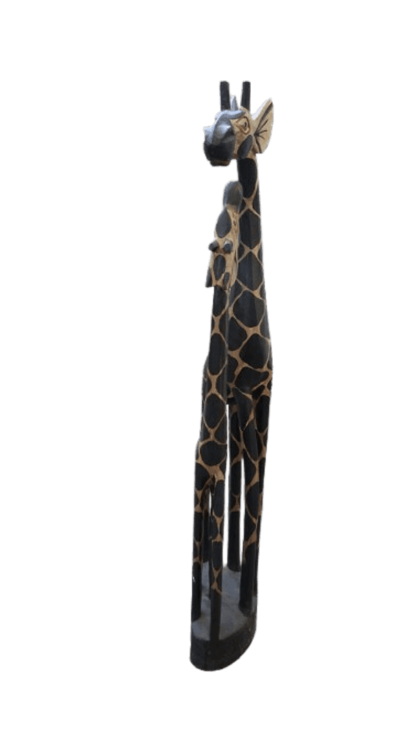 Statua in Legno Giraffa Mamma e Cucciolo 100 cm – Artigianato Etico Indonesiano - 5