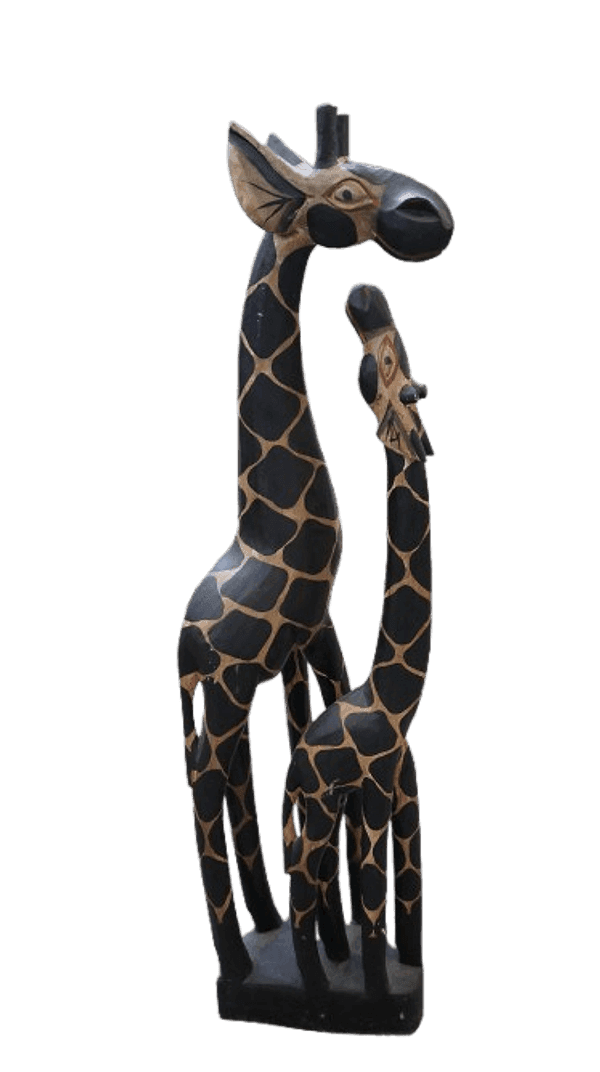 Statua in Legno Giraffa Mamma e Cucciolo 100 cm – Artigianato Etico Indonesiano - 7