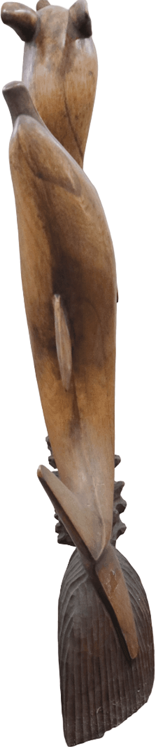 Statua in Legno con Delfini Intagliati a Mano – Scultura Artigianale Indonesiana 80 cm Complemento d’Arredo Naturale - 4