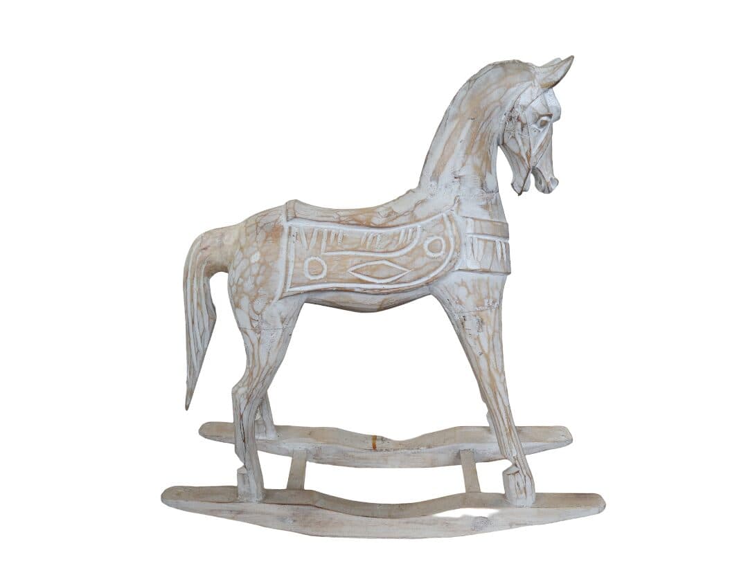 Cavallino a Dondolo in Legno di Albesia 48x16x50 cm – Scultura Artigianale Indonesiana per Cameretta - 2
