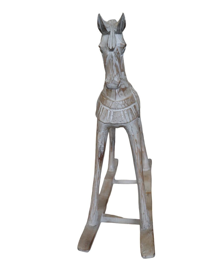 Cavallino a Dondolo in Legno di Albesia 48x16x50 cm – Scultura Artigianale Indonesiana per Cameretta - 4