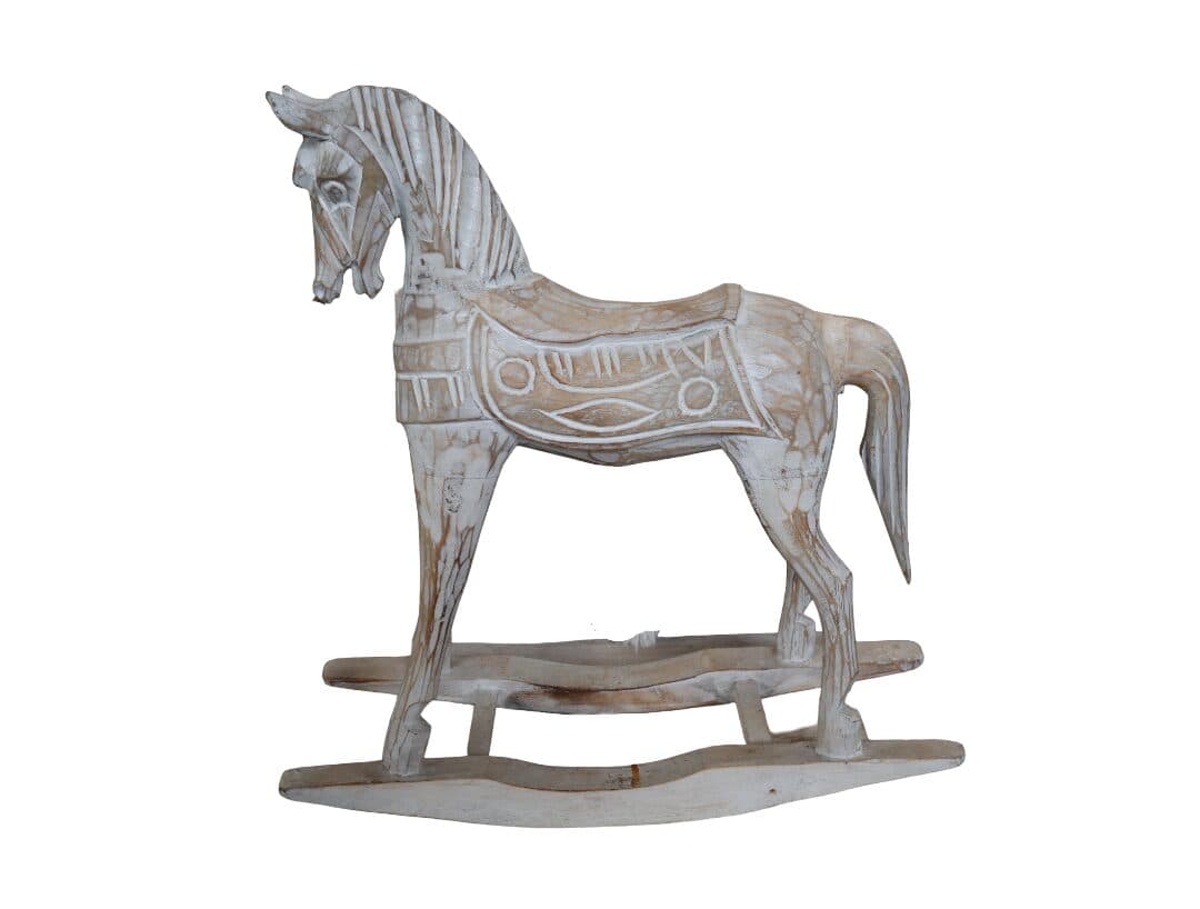 Cavallino a Dondolo in Legno di Albesia 48x16x50 cm – Scultura Artigianale Indonesiana per Cameretta - 5