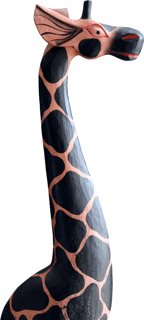 Scultura Giraffa Etnica in Legno Albesia Intagliata a Mano – Arredo Esotico da Terra H 127 cm - 3