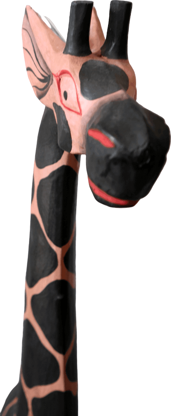 Scultura Giraffa Etnica in Legno Albesia Intagliata a Mano – Arredo Esotico da Terra H 127 cm - 6