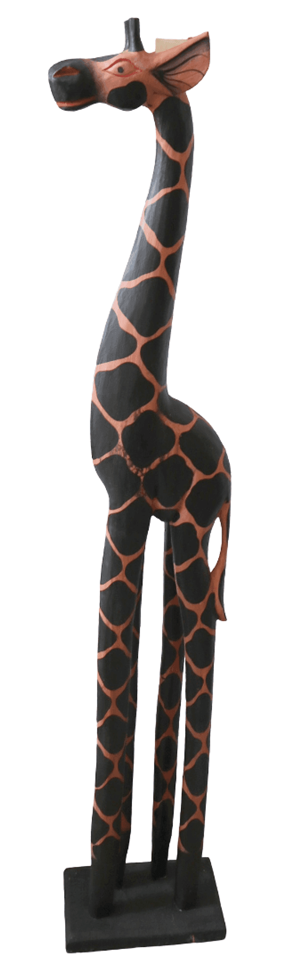 Scultura Giraffa Etnica in Legno Albesia Intagliata a Mano – Arredo Esotico da Terra H 127 cm - 7