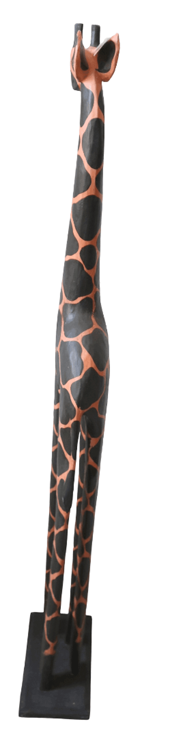Scultura Giraffa Etnica in Legno Albesia Intagliata a Mano – Arredo Esotico da Terra H 127 cm - 9