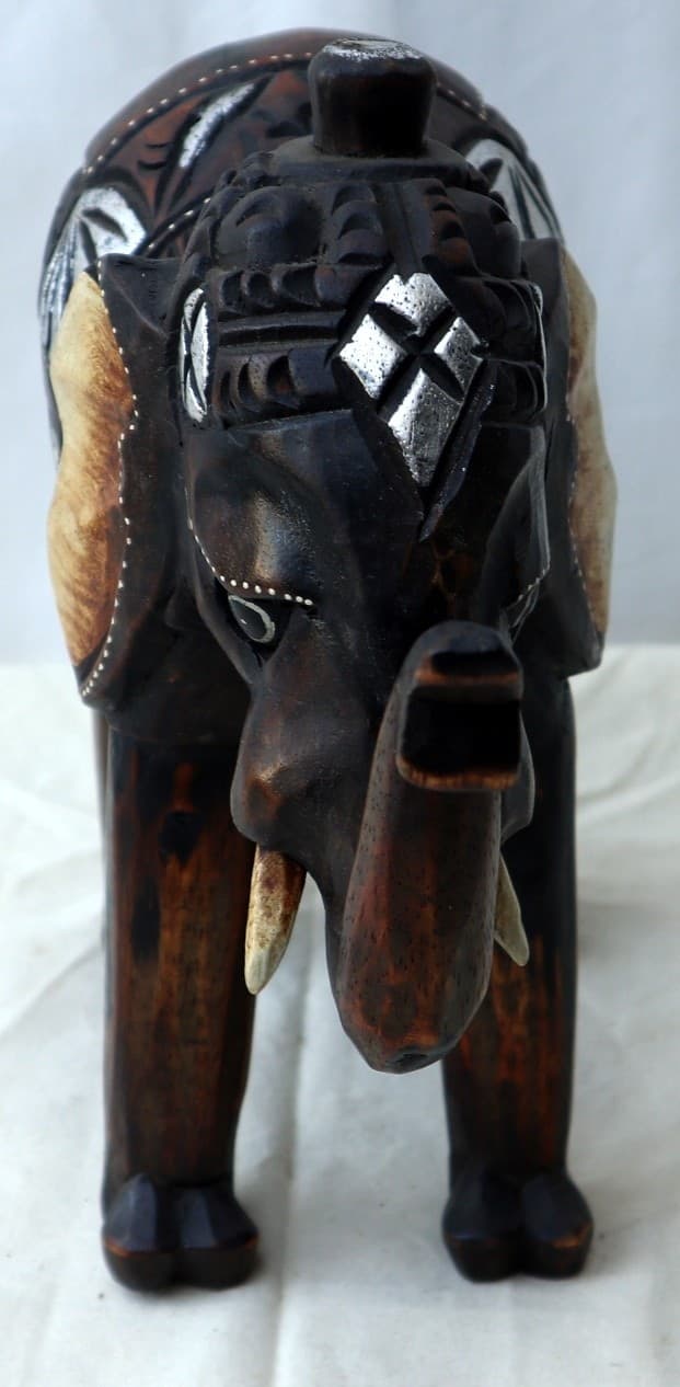 Elefante in legno creato e dipinto a mano sacro Induista cm 30x12x26h Budda - 3