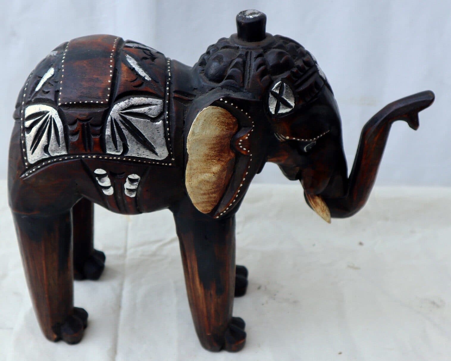 Elefante in legno creato e dipinto a mano sacro Induista cm 30x12x26h Budda - 4