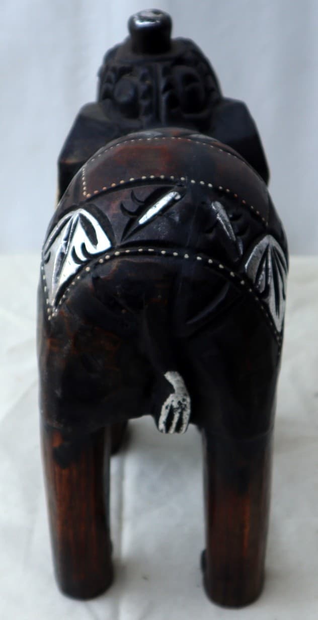 Elefante in legno creato e dipinto a mano sacro Induista cm 30x12x26h Budda - 5