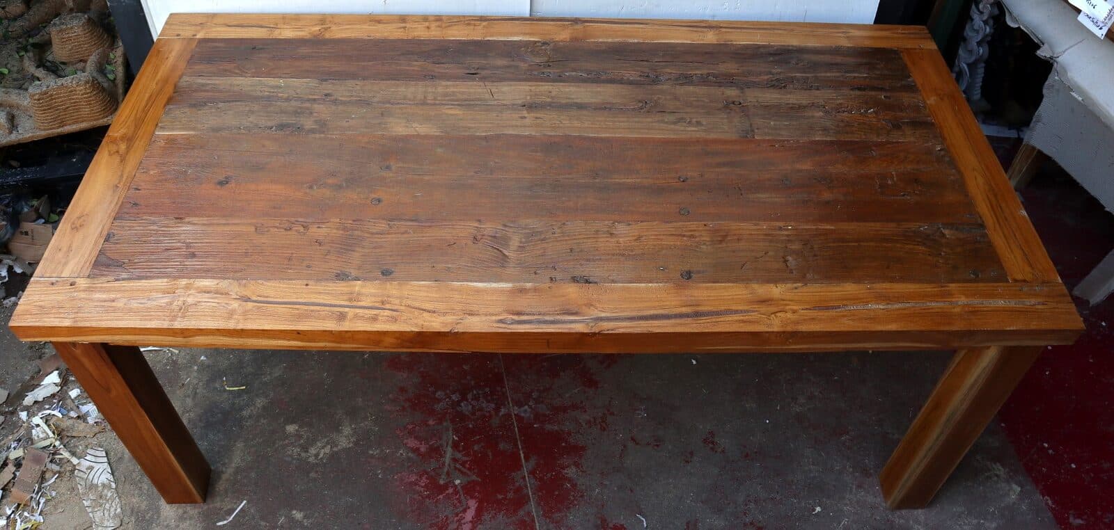 Tavolo da pranzo stile industrial in legno teak riciclato dalle barche cm 200x100x80 - 3