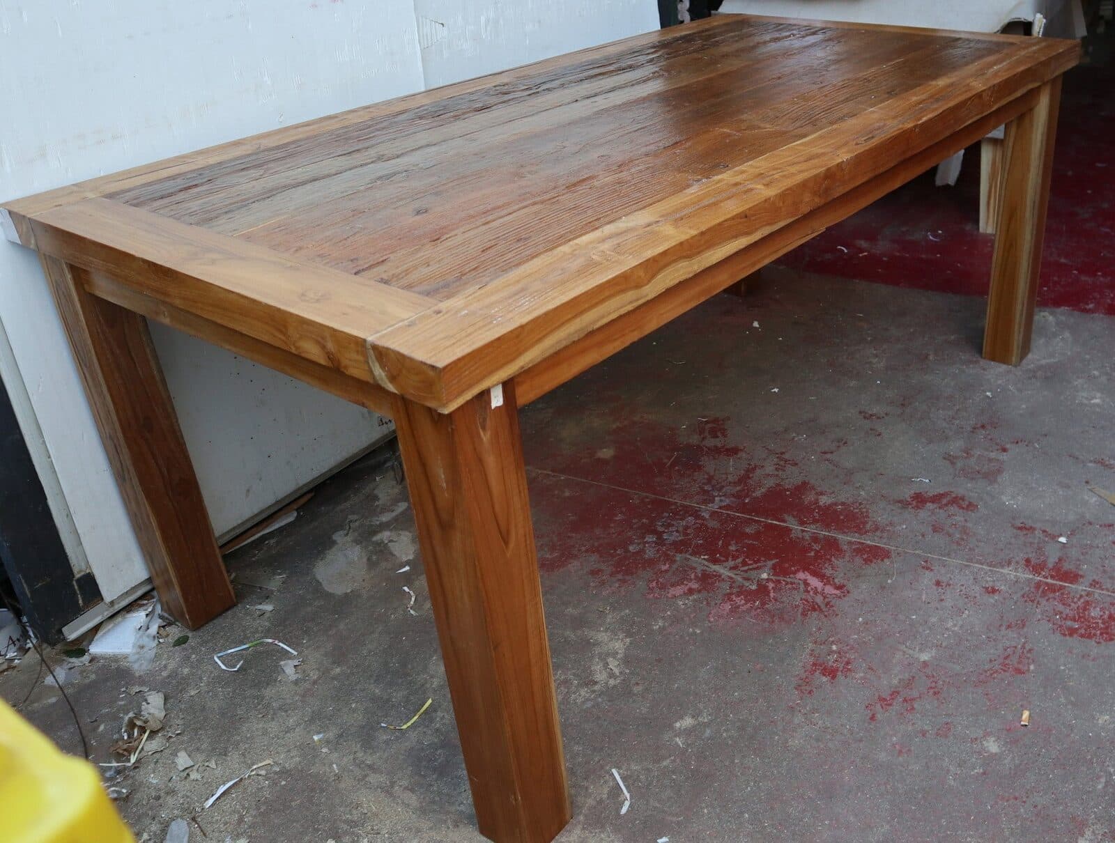 Tavolo da pranzo stile industrial in legno teak riciclato dalle barche cm 200x100x80 - 4