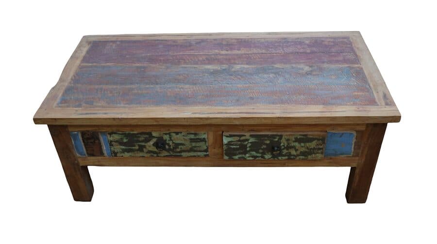 Tavolino da Caffè in Legno Recuperato da Imbarcazioni – 120x60x45h cm – Fatto a Mano in Indonesia - 2