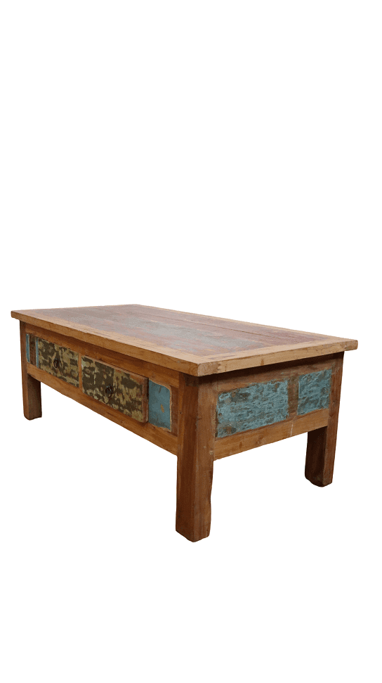Tavolino da Caffè in Legno Recuperato da Imbarcazioni – 120x60x45h cm – Fatto a Mano in Indonesia - 4