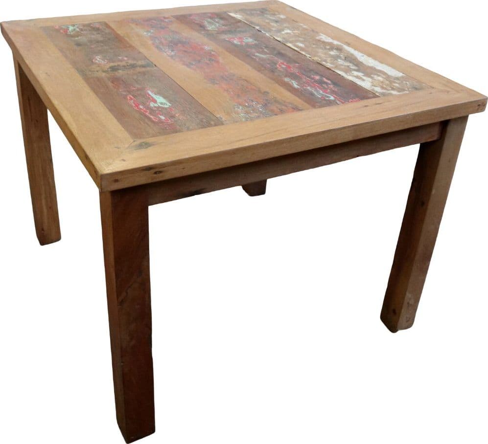 Tavolo Quadrato 100x100 cm in Legno Recuperato da Imbarcazioni – Stile Loft Industriale Artigianale - 2