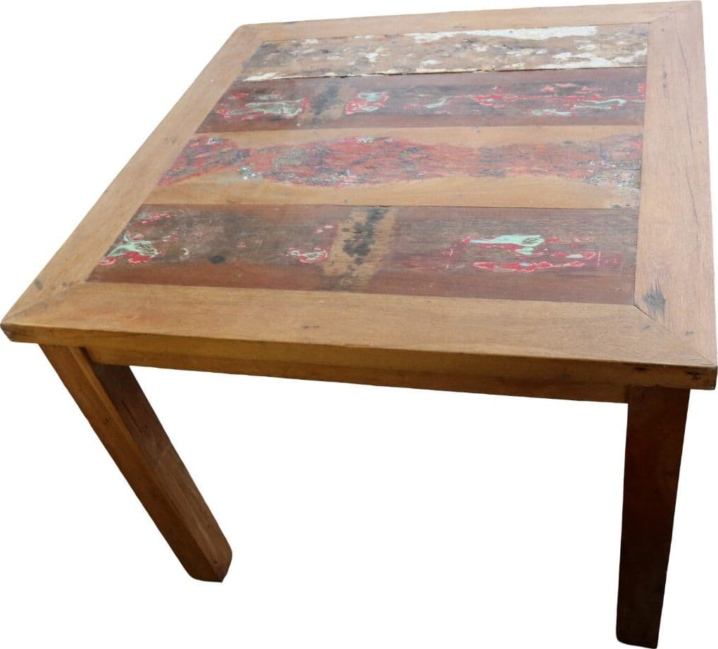 Tavolo Quadrato 100x100 cm in Legno Recuperato da Imbarcazioni – Stile Loft Industriale Artigianale - 3