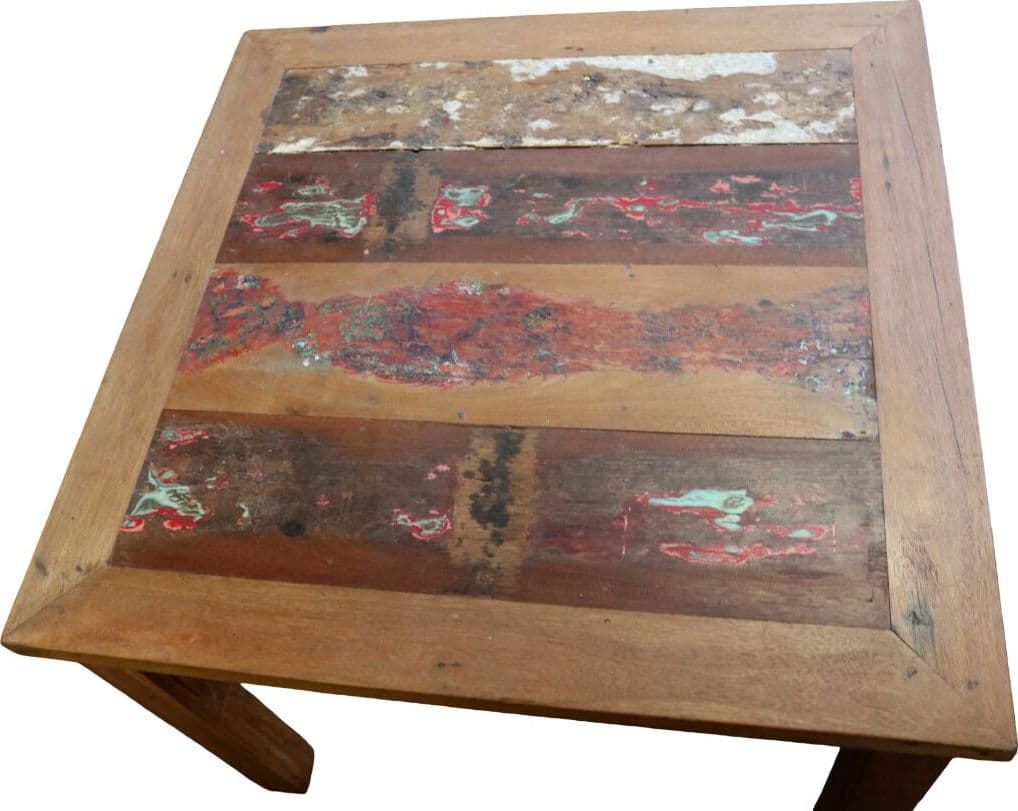 Tavolo Quadrato 100x100 cm in Legno Recuperato da Imbarcazioni – Stile Loft Industriale Artigianale - 4