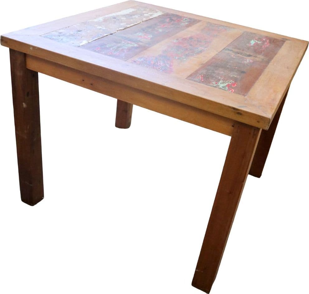 Tavolo Quadrato 100x100 cm in Legno Recuperato da Imbarcazioni – Stile Loft Industriale Artigianale - 6