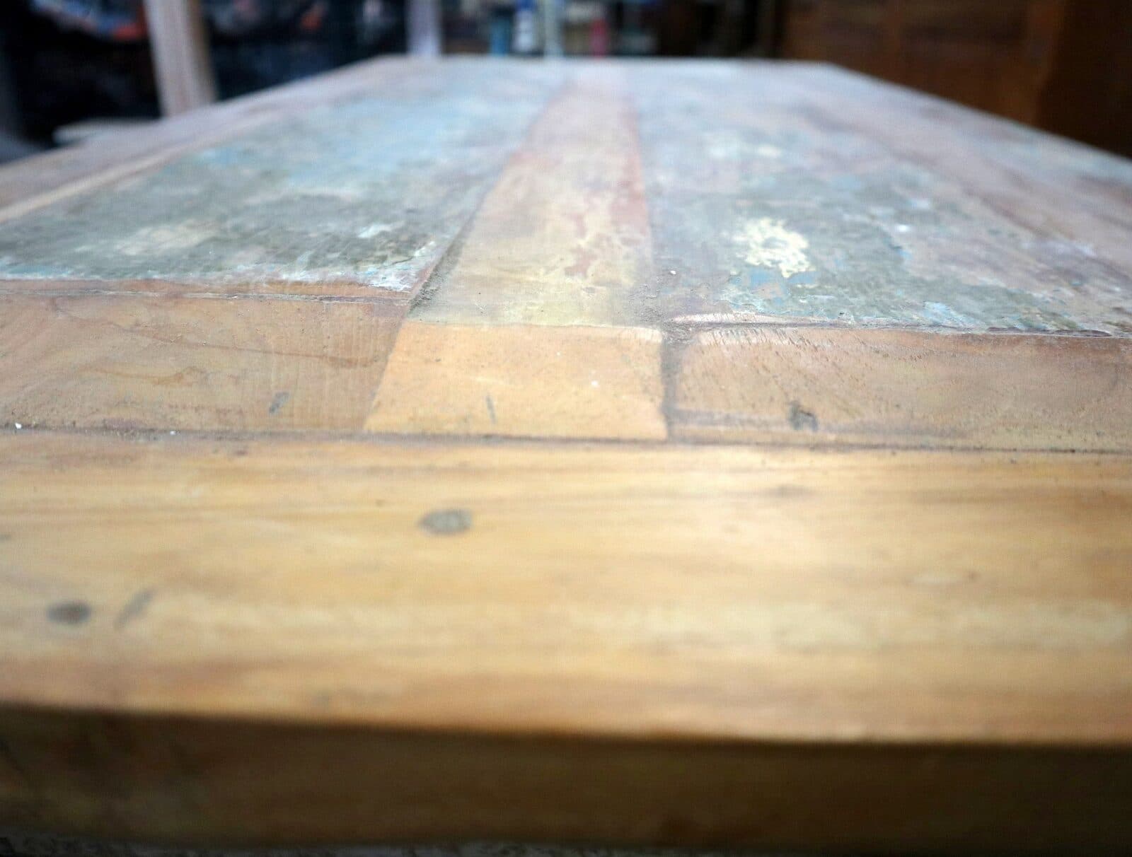 Tavolino da Caffè Vintage in Legno di Recupero Indonesiano 120x60 cm – Artigianale con Cassetti e Top Rialzato - 7