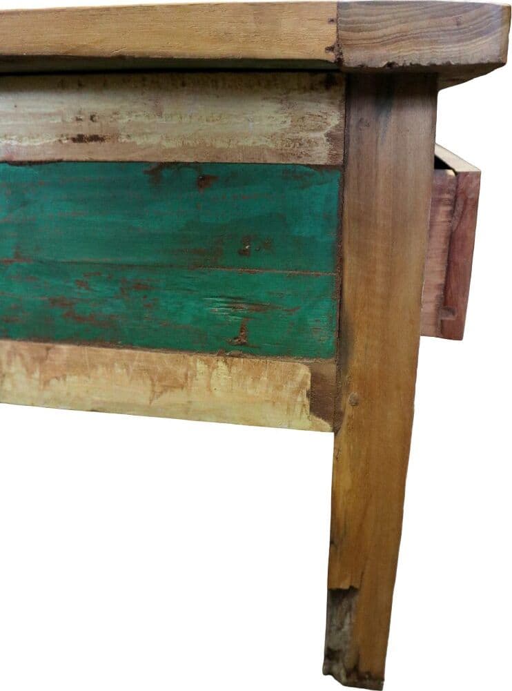Tavolino da Caffè Vintage in Legno di Recupero Indonesiano 120x60 cm – Artigianale con Cassetti e Top Rialzato - 8