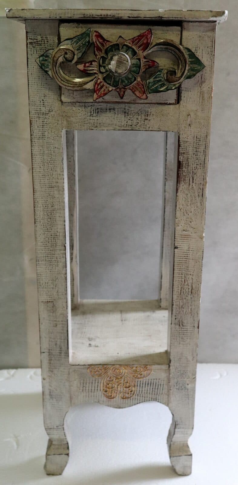 Alzata comodino in legno color bianco decapato  con cassetto cm 30x30x80h - 2
