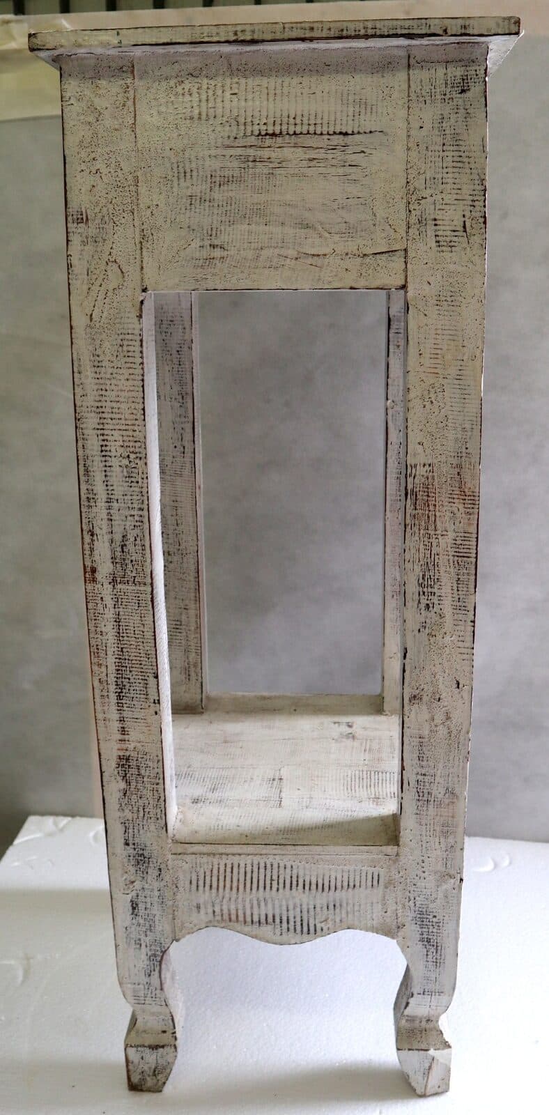 Alzata comodino in legno color bianco decapato  con cassetto cm 30x30x80h - 7