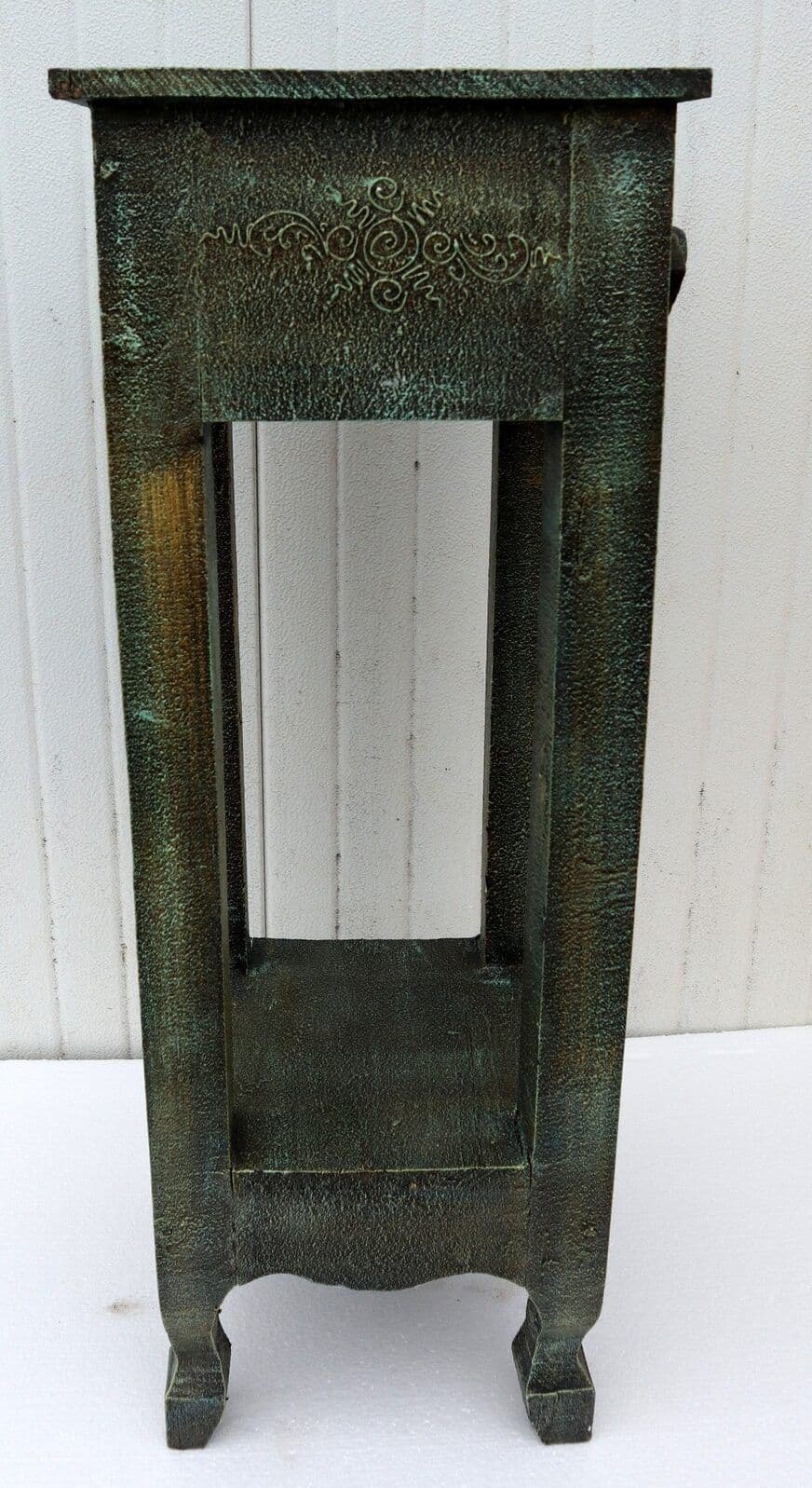 Alzata comodino in legno color verde anticato  con cassetto cm 30x30x80h - 4