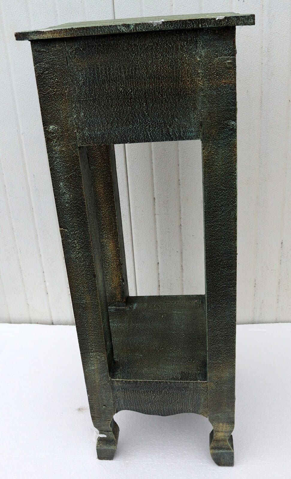 Alzata comodino in legno color verde anticato  con cassetto cm 30x30x80h - 5