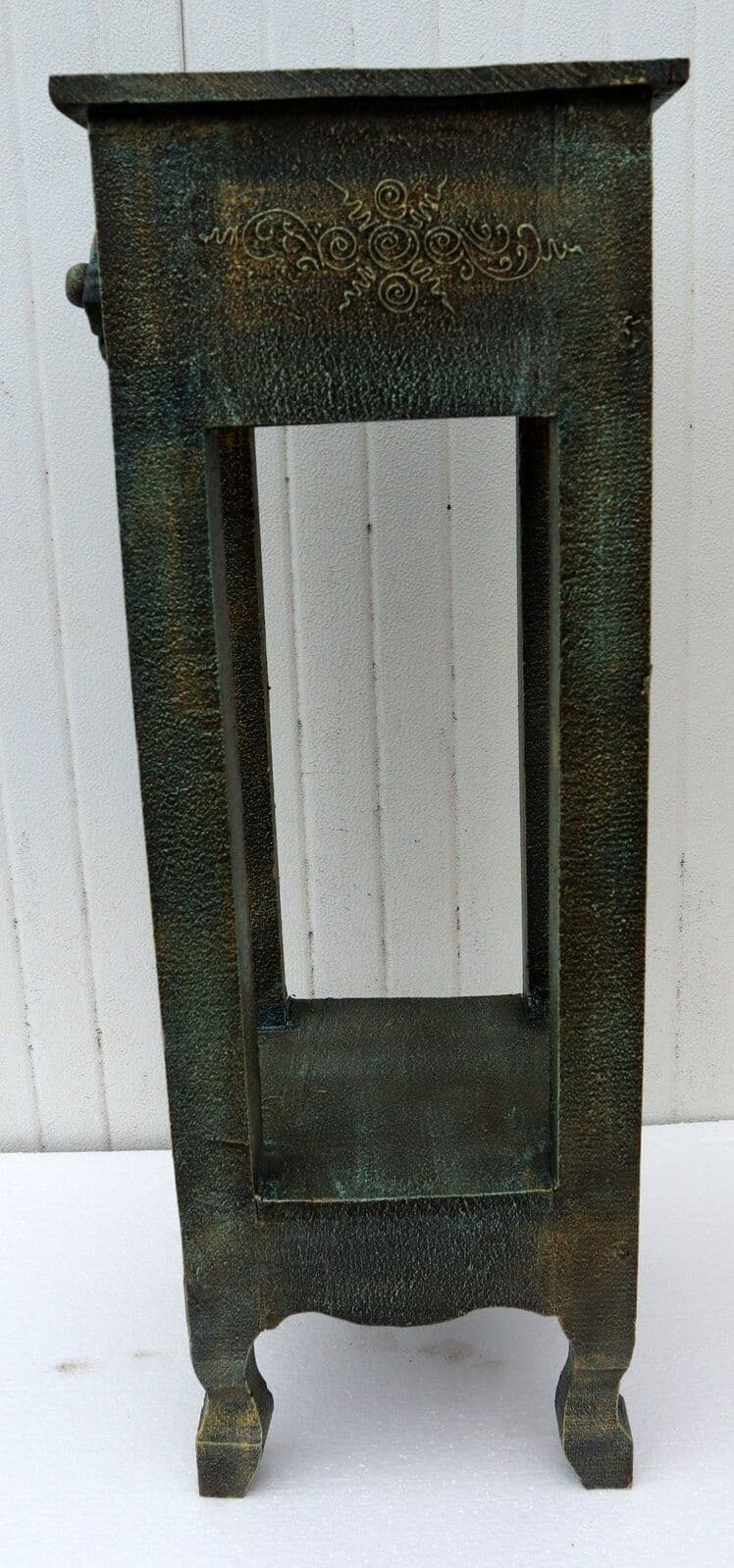 Alzata comodino in legno color verde anticato  con cassetto cm 30x30x80h - 6