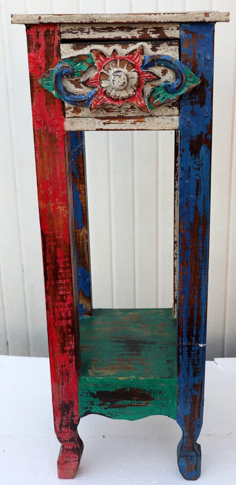 Alzata comodino in legno multicolor  con cassetto cm 30x30x80h - 2