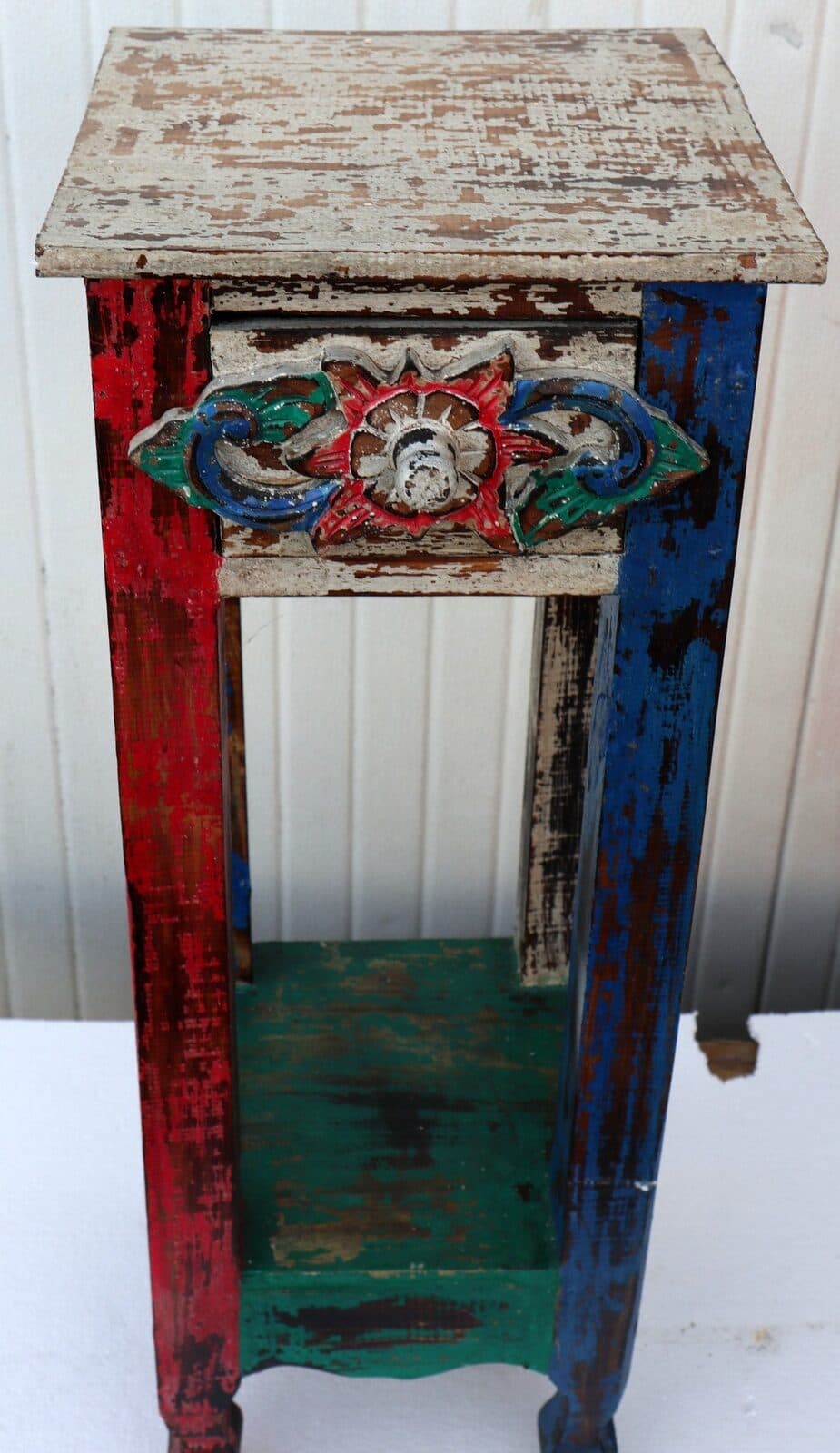 Alzata comodino in legno multicolor  con cassetto cm 30x30x80h - 3